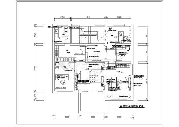 双层别墅室内装修施工CAD布置图-图二