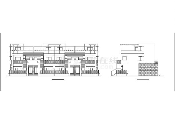 连排三层别墅建筑设计施工图（含效果图）-图二