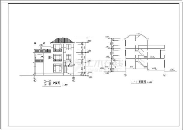 两户双联式别墅建筑设计施工图（含设计说明）-图一