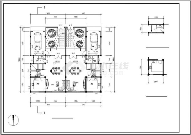 两户双联式二层半新农村别墅建筑结构设计施工图-图二