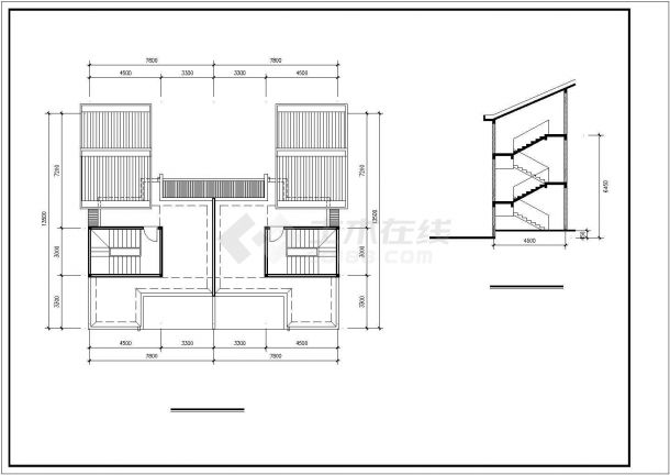 汾阳市广兰新村某3层砖混结构高档别墅建筑设计CAD图纸（含结构图）-图一