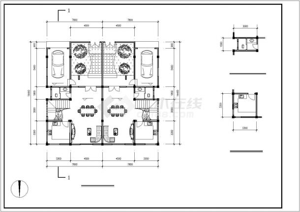 汾阳市广兰新村某3层砖混结构高档别墅建筑设计CAD图纸（含结构图）-图二