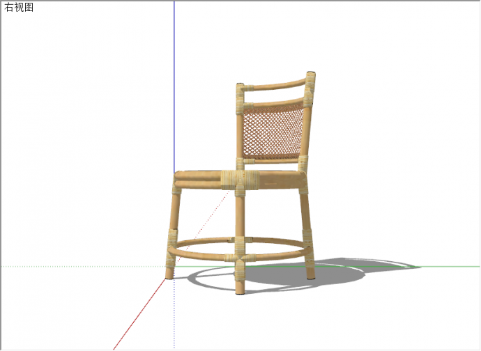 北欧休闲单人靠背藤椅竹制品家具su模型_图1