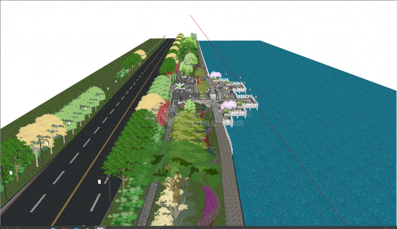 大型现代园林式滨河公园su模型-图二