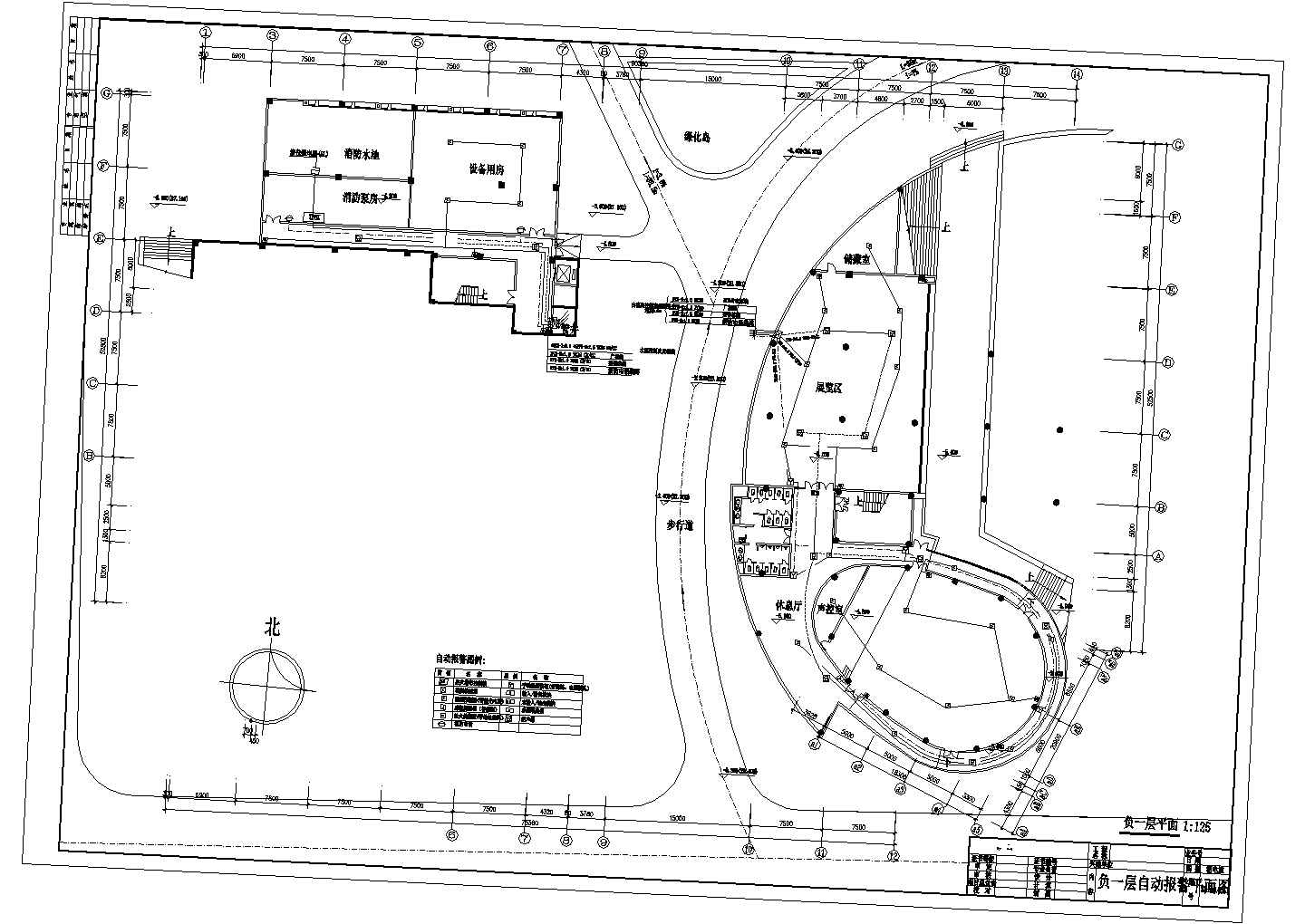 长93米宽64米5层大学图书馆消防电气系统设计CAD图纸