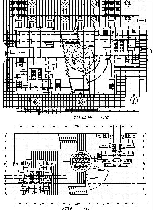 21层商场及高级写字综合楼建筑设计施工cad图纸-图一