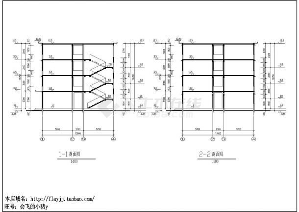 某地区空调厂多层员工宿舍楼建筑设计cad图纸（含平立剖、门窗表）-图二