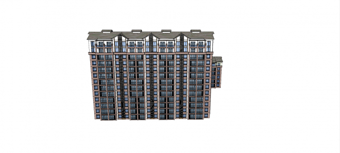 新中式双色墙体住宅小区su模型_图1