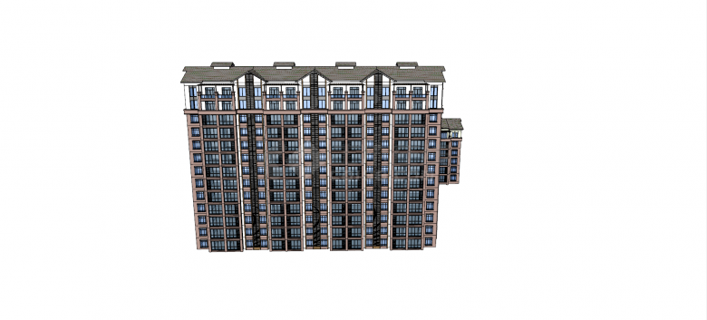 新中式双色墙体住宅小区su模型-图一