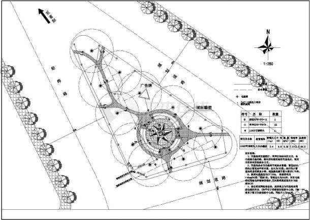 某标准道路交叉口交通岛绿化景观设计施工详细方案CAD图纸-图一