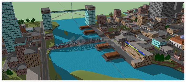 沿江两岸城市规划商业综合体建筑SU模型-图二