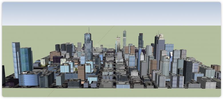 高楼林立城市规划商业综合体su模型-图一