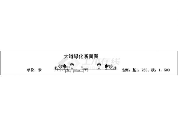 某大型道路标准段绿化景观设计详细方案施工CAD图纸-图一