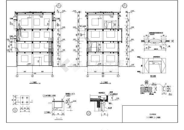 某通廊建筑CAD设计大样构造施工图-图二