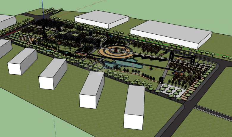  开发区广场景观设计su模型-图一