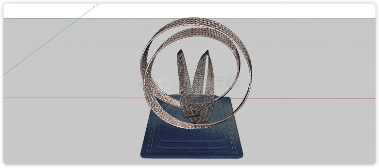 三角形网状环形造型水景艺术su模型-图二