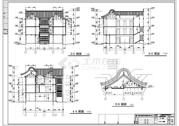 上海嘉定区某3层仿古商业楼建筑设计CAD图纸-图二