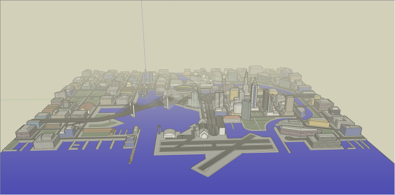 海滨城市建筑设计su模型-图一