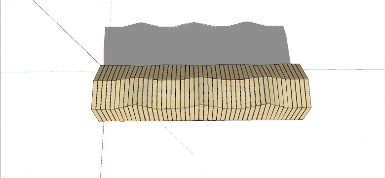 现代木条不规则排序样式公园长凳su模型-图二