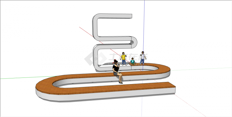 现代造型独特简单创意坐凳su模型-图二