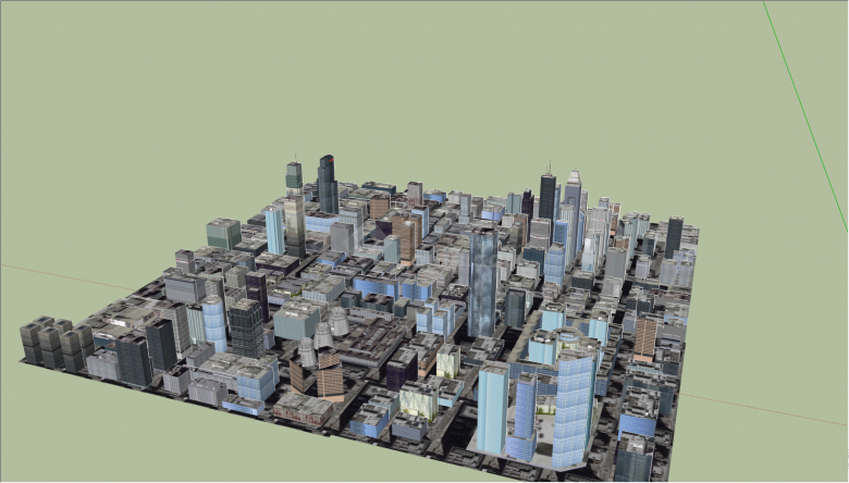 带有多栋高层的城市设计su模型-图一
