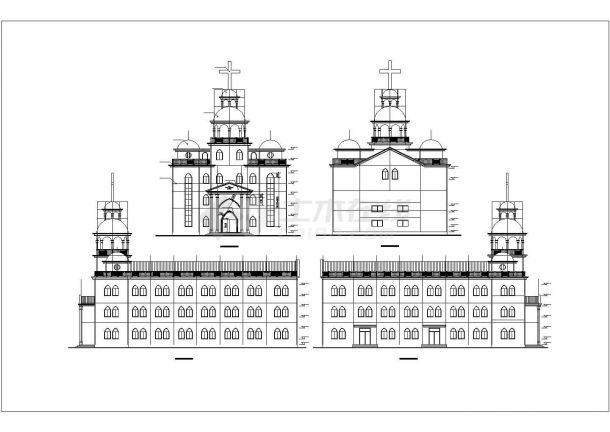 上海市奉贤区某3+1层基督教堂建筑设计CAD图纸-图一