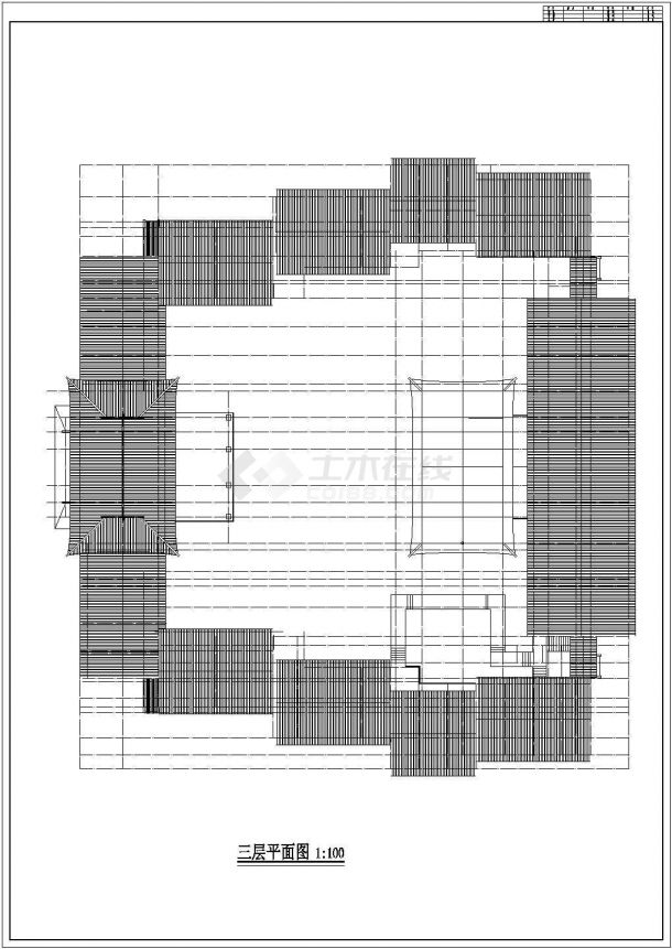 南京某剧院内部2层大型戏楼建筑设计CAD图纸-图一