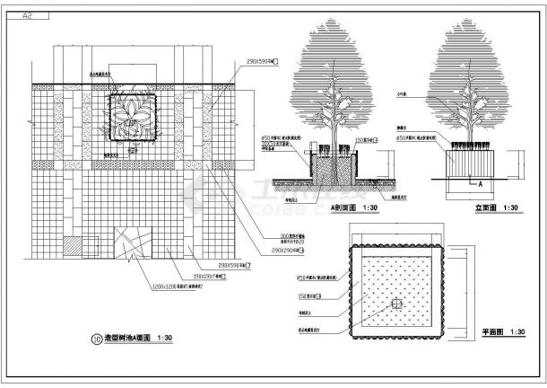 某区道路旁绿化景观设计详细方案施工CAD图纸-图二