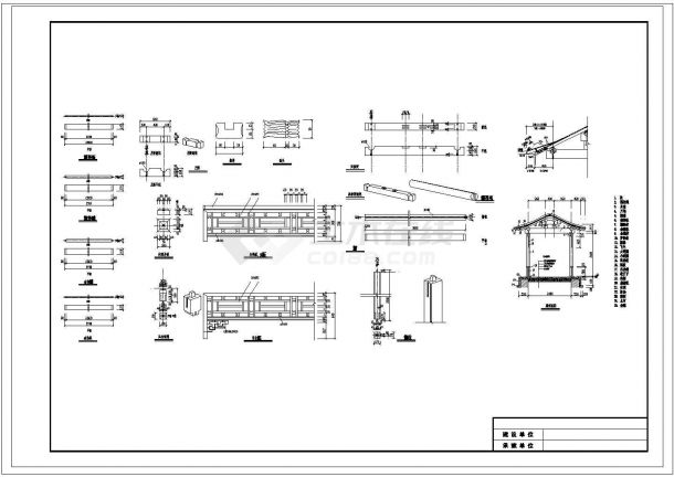 某六角亭与廊CAD详细构造设计图-图一