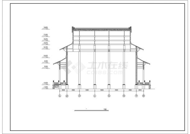 兰州市某大型寺庙内部大雄宝殿全套建筑设计CAD图纸-图一