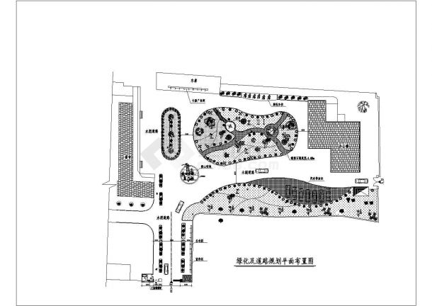 某镇道路绿化景观标准段设计详细施工方案CAD图纸-图二