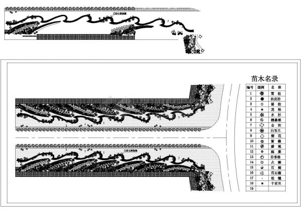 某河边道路完整绿化景观设计详细施工方案CAD图纸-图一