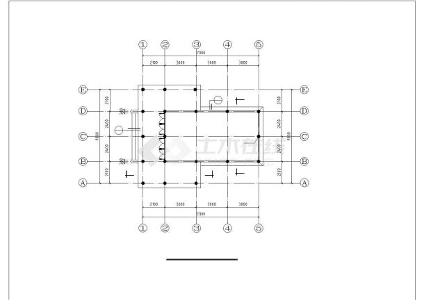 武汉市某大型水库附近60平米管理房建筑设计CAD图纸-图一