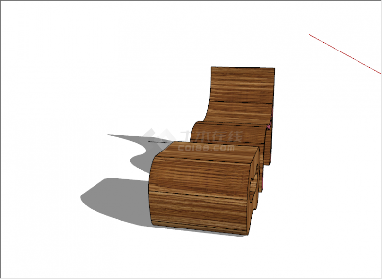 简约木质创意户外公园坐凳su模型-图二