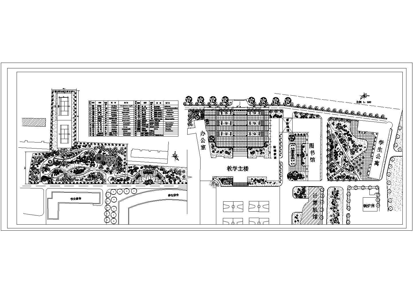 某校园广场绿化设计CAD完整平面图