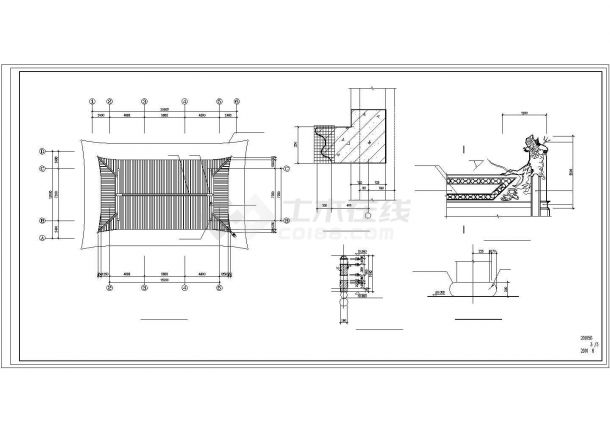 舟山市某寺庙内部天王殿全套建筑设计CAD图纸-图一