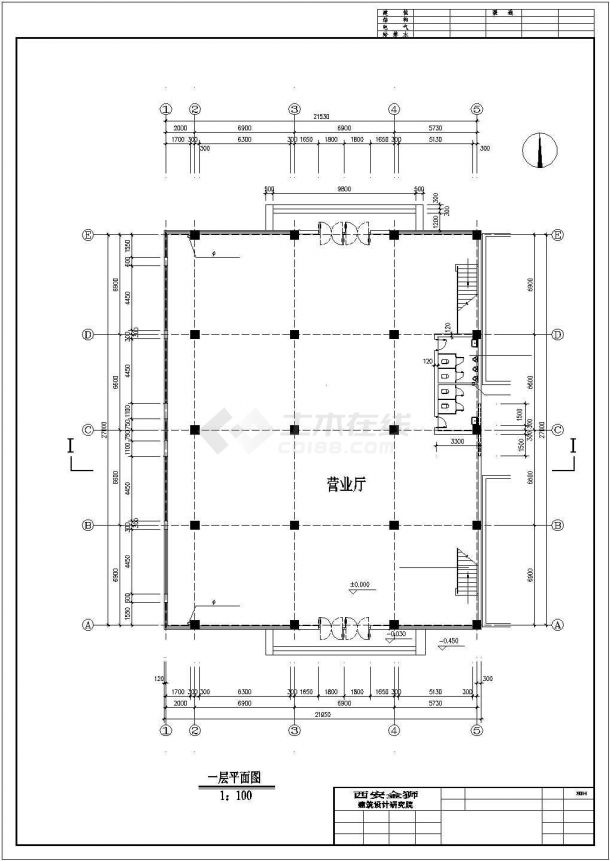 西安市未央区某3层仿古营业厅建筑设计CAD图纸-图二