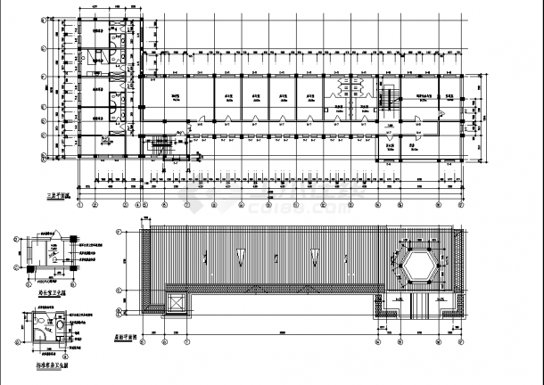 办公楼设计_3225平方米五层框架结构社保局综合办公楼建筑设计施工cad图纸-图二
