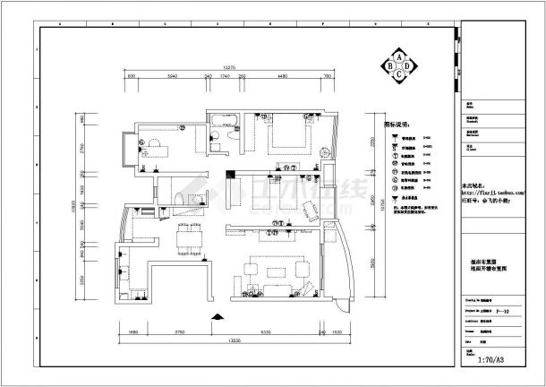长13米 宽11米 现代风格室内家装设计CAD图纸-图二