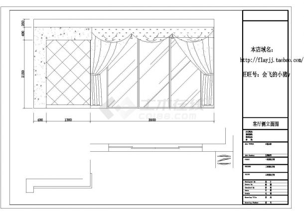 长12米 宽11.5米 现代风格室内家装设计cad图纸-图一
