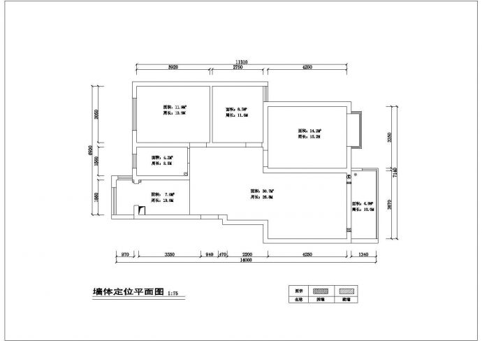长14米 宽7米 现代风格室内家装设计cad图纸_图1