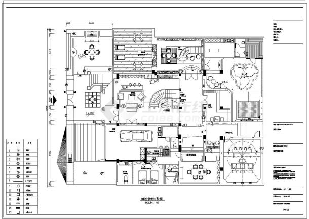 某豪华别墅建筑装修全套施工图+效果图-图二