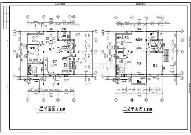某两层小别墅建筑CAD设计施工图带效果图-图二