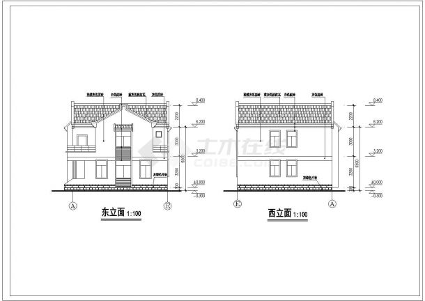 新农村两层别墅建筑施工图（含效果图）-图一