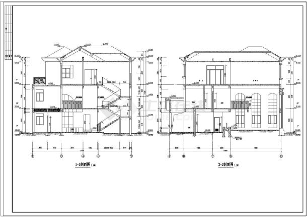 独栋别墅建筑cad施工图设计-图二