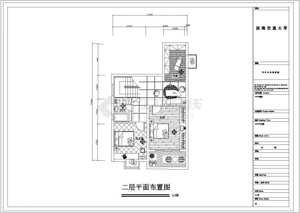 某小区现代三层别墅精美装修CAD参考图-图二