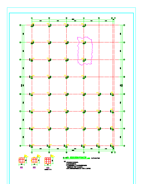 某地三层混凝土结构厂房设计施工图CAD图纸_图1