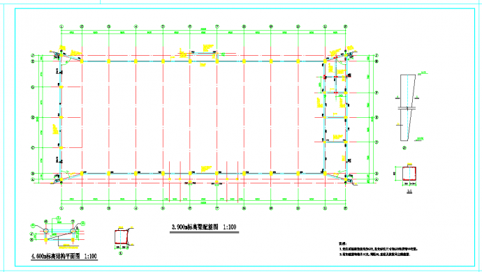 某地室内体育场框架结构施工图CAD图纸_图1