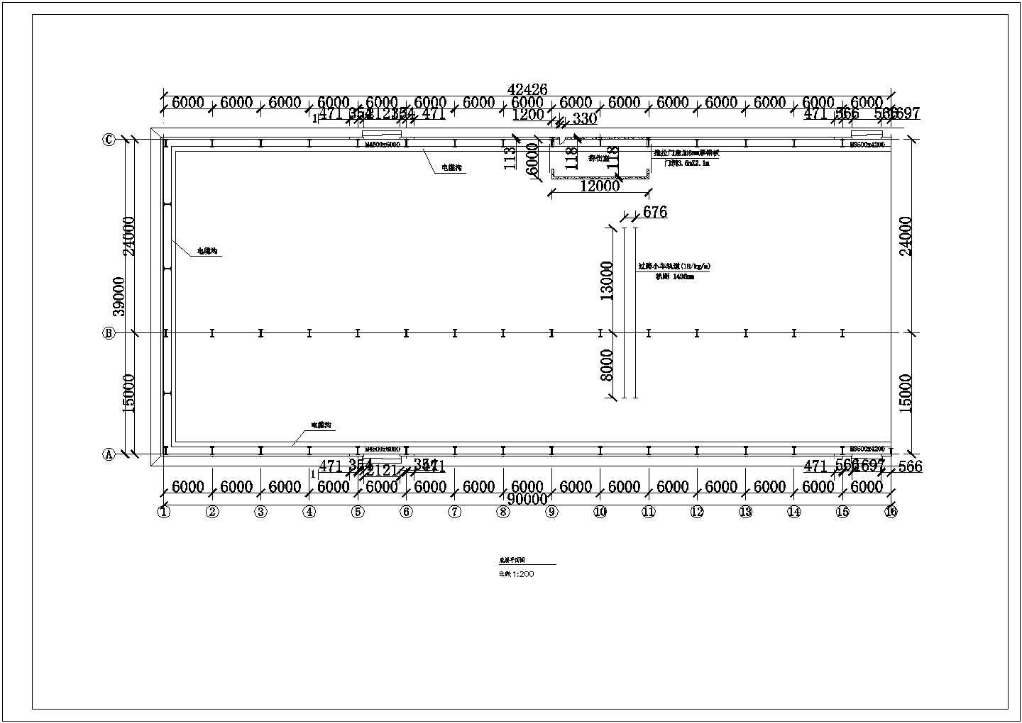 厂房设计_单层轻钢门式钢架结构电力设备厂建施CAD图
