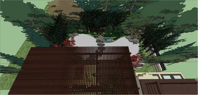 日式枯山水景观庭院su模型_图1